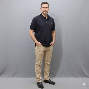 Ralph Lauren Black Polo Shirt with Gold Pony Logo